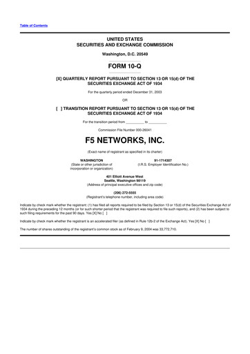 Vorschaubild F5 10-Q Quartalsbericht  