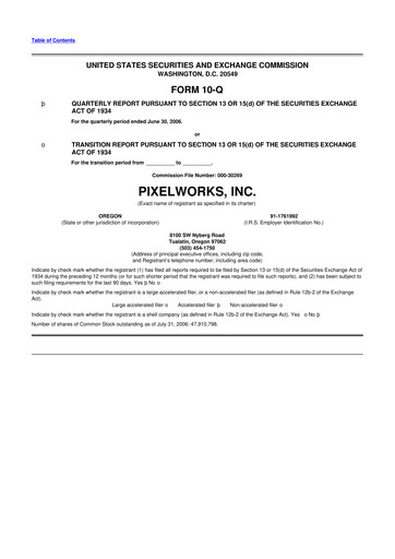 Thumbnail Pixelworks 10-Q Quarterly Report FY 
