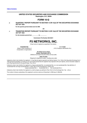 Vorschaubild F5 10-Q Quartalsbericht  