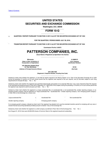 Miniature Patterson Companies
 10-Q Rapport trimestriel 2019 