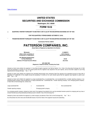 Miniature Patterson Companies
 10-Q Rapport trimestriel 2019 