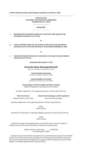 Thumbnail Deutsche Bank 20-F Annual Report 