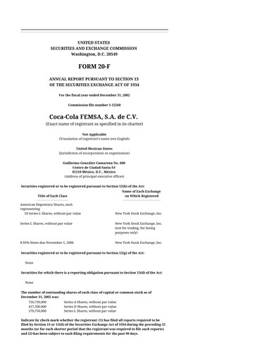Thumbnail Coca-Cola FEMSA 20-F Annual Report 