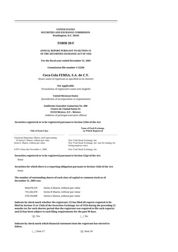 Thumbnail Coca-Cola FEMSA 20-F Annual Report 