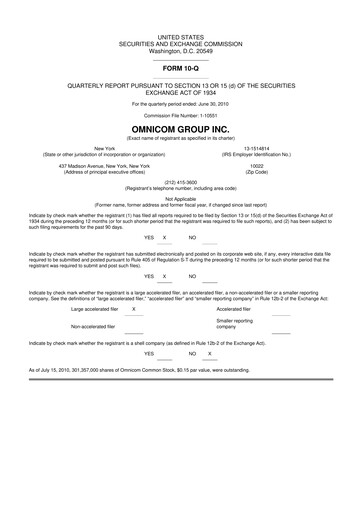 Thumbnail Omnicom Group 10-Q Quarterly Report FY2010 