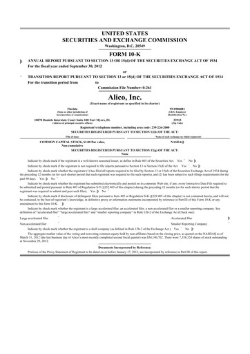 Thumbnail Alico
 10-K Annual Report 2012