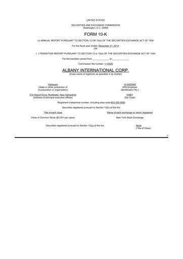 Thumbnail Albany International
 10-K Annual Report 2013