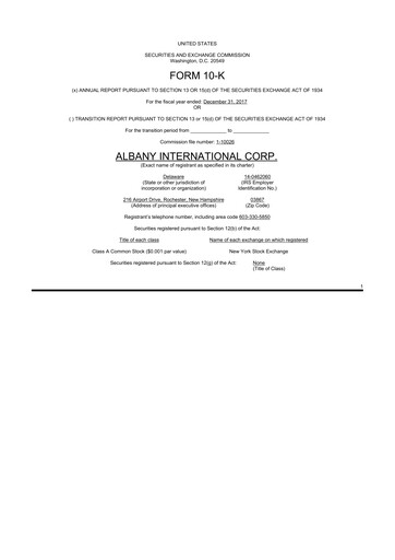 Thumbnail Albany International
 10-K Annual Report 2017