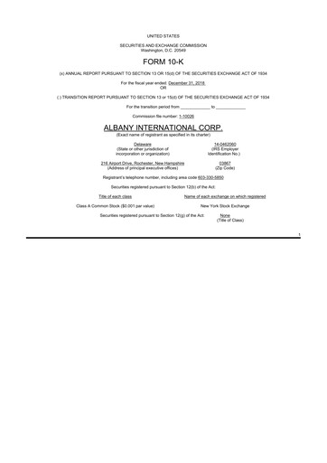 Thumbnail Albany International
 10-K Annual Report 2018