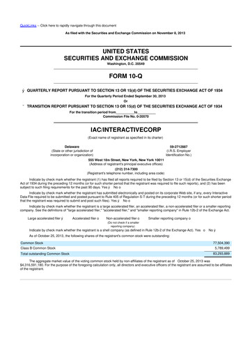 Thumbnail Match Group 10-Q Quarterly Report FY2013 