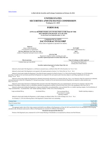 Thumbnail Match Group 10-K Annual Report 2013