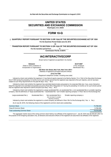 Thumbnail Match Group 10-Q Quarterly Report FY2016 