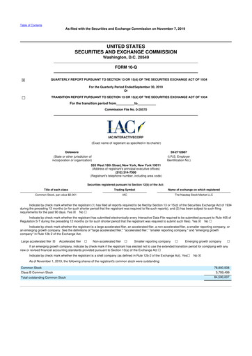 Thumbnail Match Group 10-Q Quarterly Report FY2019 