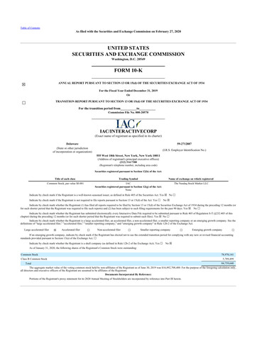 Thumbnail Match Group 10-K Annual Report 2019