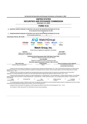 Thumbnail Match Group 10-Q Quarterly Report FY2023 