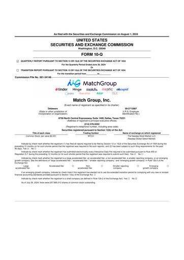 Thumbnail Match Group 10-Q Quarterly Report FY2024 