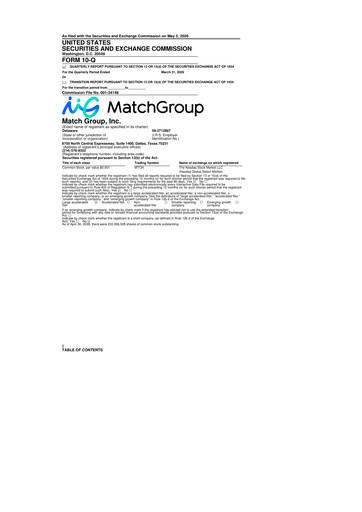 Thumbnail Match Group 10-Q Quarterly Report FY 