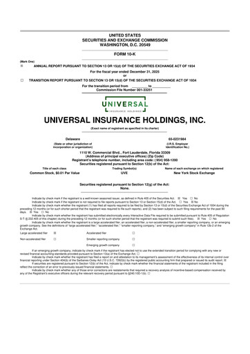 Vorschaubild Universal Insurance Holdings 10-K Jahresbericht 2025