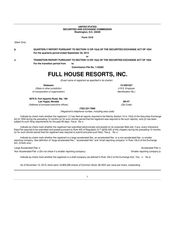 Vorschaubild Full House Resorts
 10-Q Quartalsbericht 2015 