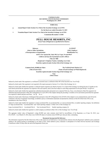 Thumbnail Full House Resorts
 10-K Annual Report 2015