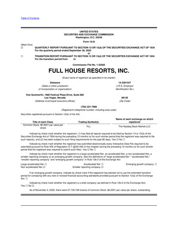 Vorschaubild Full House Resorts
 10-Q Quartalsbericht 2020 