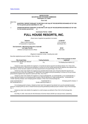 Vorschaubild Full House Resorts
 10-Q Quartalsbericht 2021 