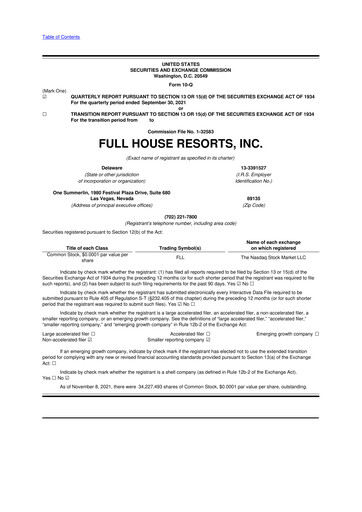 Vorschaubild Full House Resorts
 10-Q Quartalsbericht 2021 