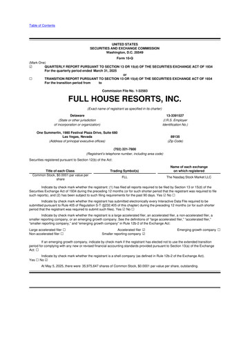 Vorschaubild Full House Resorts
 10-Q Quartalsbericht 2025 