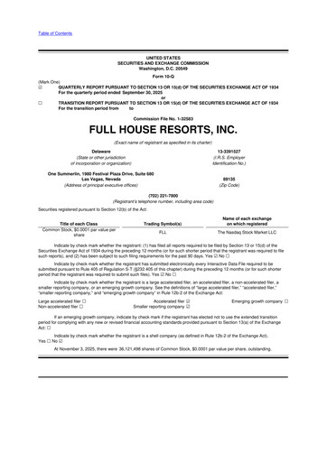Vorschaubild Full House Resorts
 10-Q Quartalsbericht 2025 