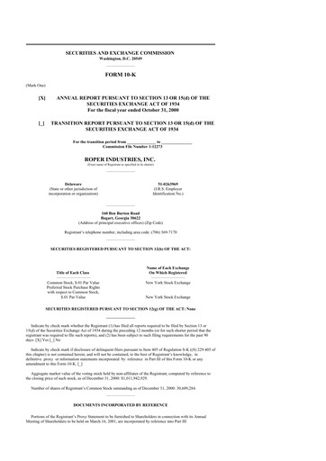 Vorschaubild Roper Technologies 10-K Jahresbericht 