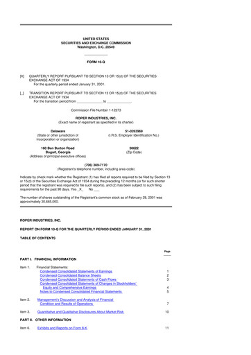 Thumbnail Roper Technologies 10-Q Quarterly Report FY 