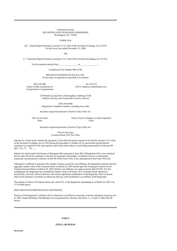 Thumbnail BioCryst Pharmaceuticals
 10-K Annual Report 