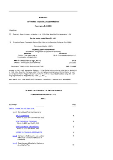 Thumbnail Middleby 10-Q Quarterly Report FY 