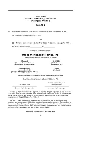 Thumbnail Impac Mortgage Holdings 10-Q Quarterly Report FY 