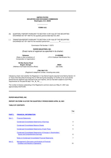 Thumbnail Roper Technologies 10-Q Quarterly Report FY 