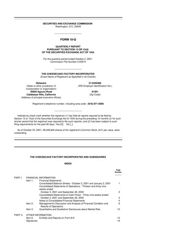 Thumbnail The Cheesecake Factory
 10-Q Quarterly Report FY 