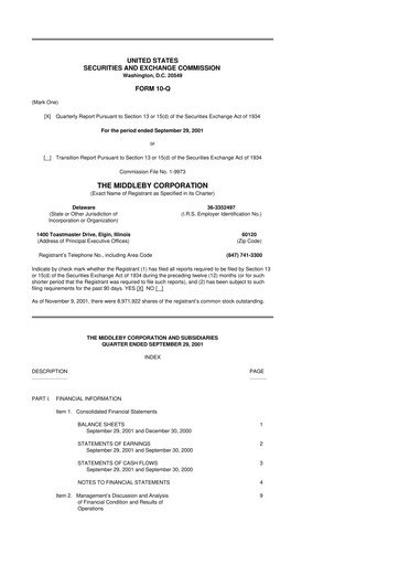 Thumbnail Middleby 10-Q Quarterly Report FY 