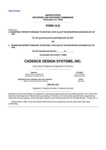 Thumbnail Cadence Design Systems 10-Q Quarterly Report FY 