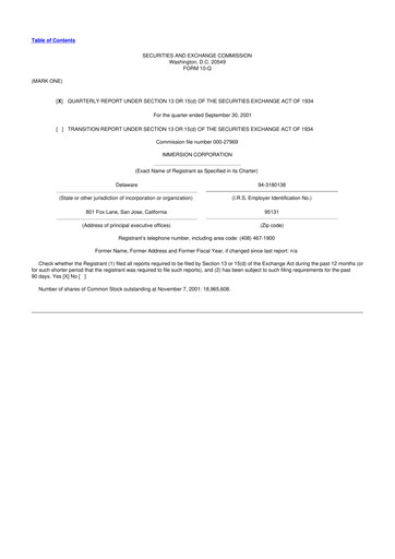 Thumbnail Immersion Corporation
 10-Q Quarterly Report FY 