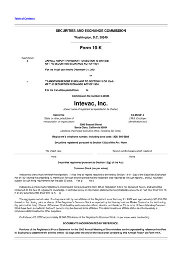Miniature Intevac
 10-K Rapport annuel 2001