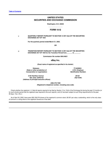 Thumbnail eBay 10-Q Quarterly Report FY 