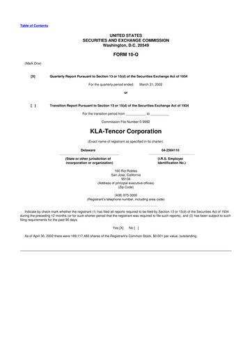 Thumbnail KLA 10-Q Quarterly Report FY 