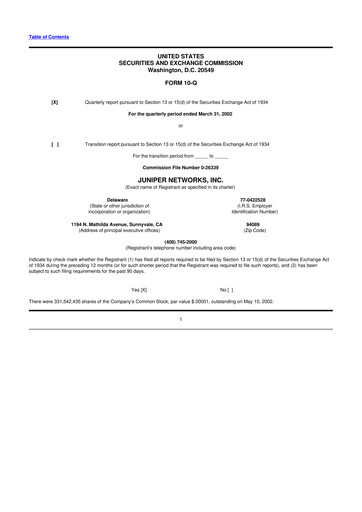 Thumbnail Juniper Networks
 10-Q Quarterly Report FY 