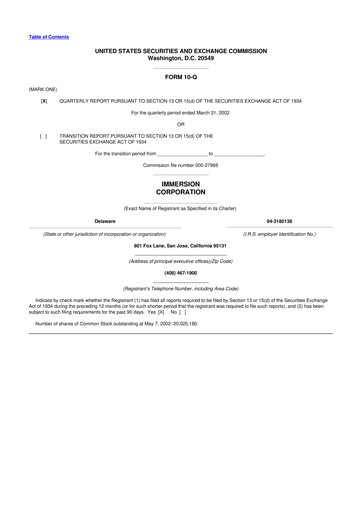Thumbnail Immersion Corporation
 10-Q Quarterly Report FY 