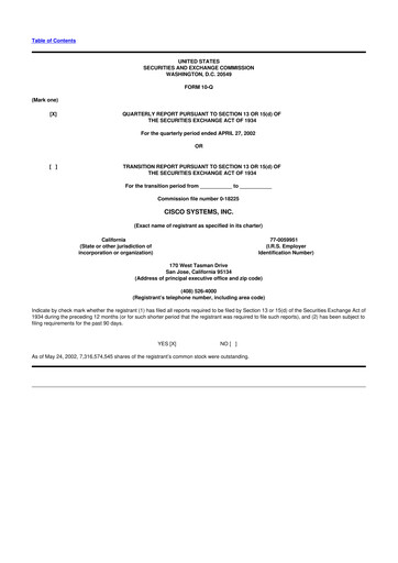 Thumbnail Cisco 10-Q Quarterly Report FY 