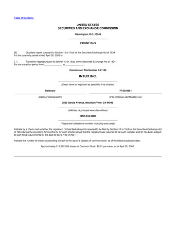 Vorschaubild Intuit 10-Q Quartalsbericht  