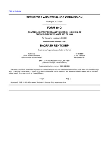 Miniature McGrath RentCorp
 10-Q Rapport trimestriel  