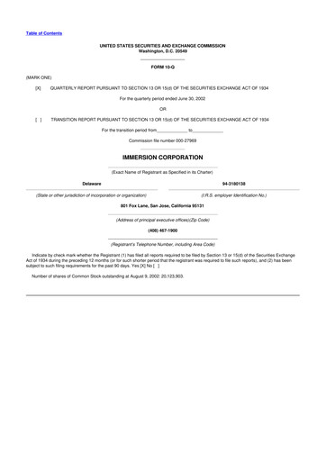 Thumbnail Immersion Corporation
 10-Q Quarterly Report FY 