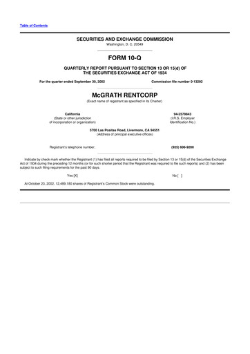 Miniature McGrath RentCorp
 10-Q Rapport trimestriel  