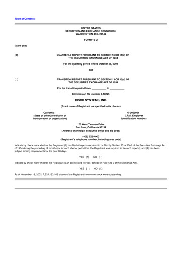 Thumbnail Cisco 10-Q Quarterly Report FY 